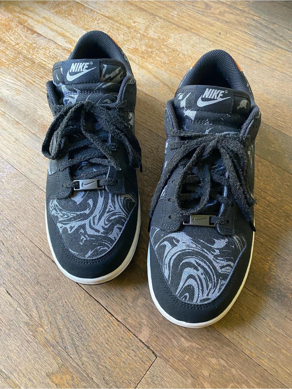 Custom Nike Dunk Low Black & White Marble-Pattern Sneakers